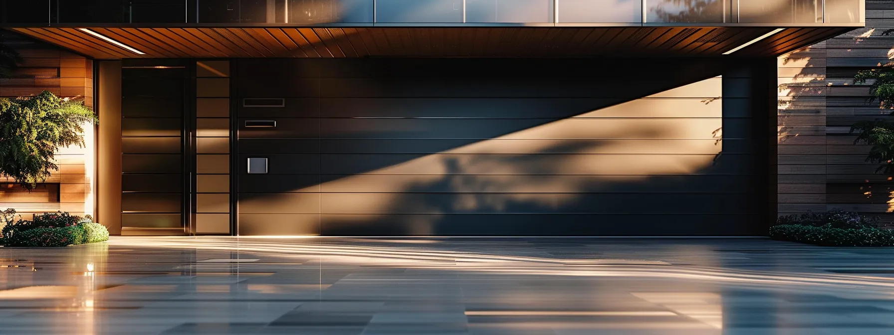 a modern, sleek garage door with nylon rollers and a belt drive opener, surrounded by insulation materials and vibration isolators for a quiet, smooth operation.