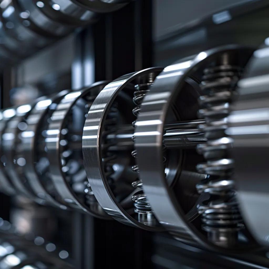 Close-up of garage door springs showcasing torsion and extension mechanisms, highlighting their role in lifting heavy doors and converting mechanical energy.