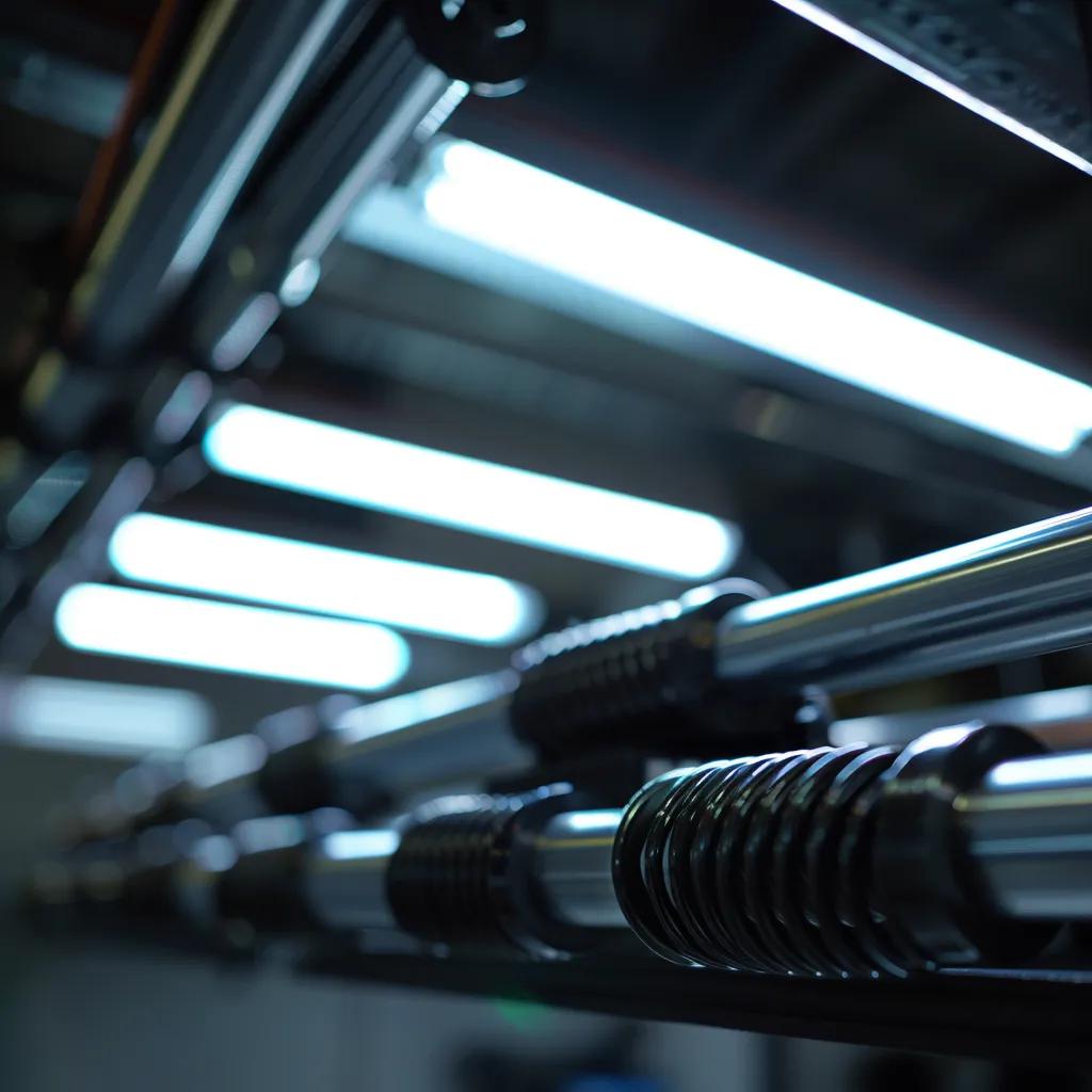 Close-up of torsion springs and hardware used in garage door systems, highlighting mechanical components essential for smooth operation and balance.