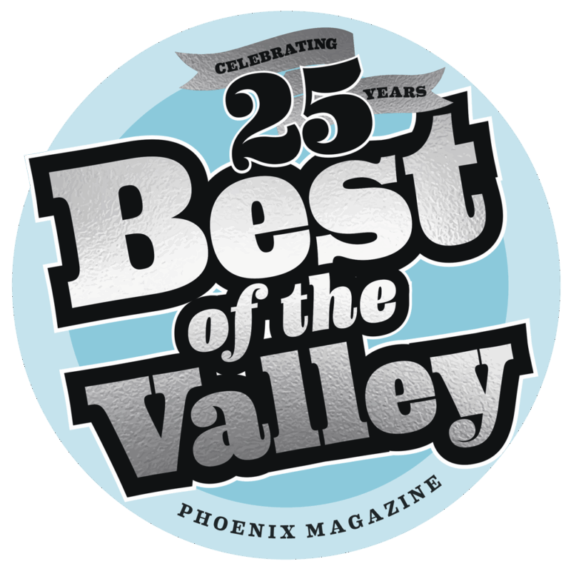 Best of the Valley 2025 logo from Phoenix Magazine, celebrating 25 years of excellence.